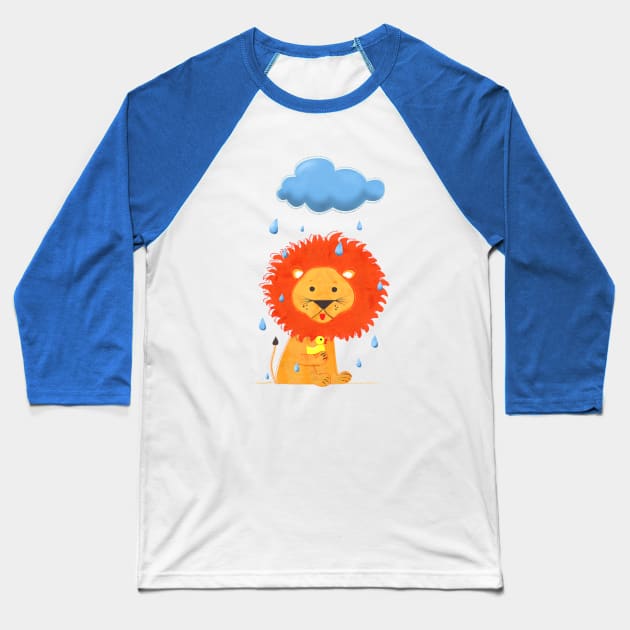 Baby Lion and his duck Baseball T-Shirt by showmemars